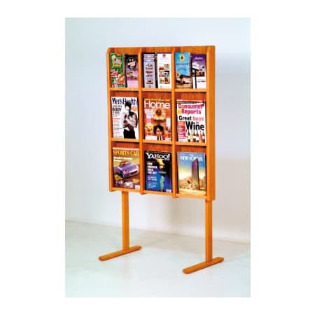 Wooden Mallet 12 Magazine/24 Brochure Oak & Acrylic Wall Display - Medium Oak LM-16MO